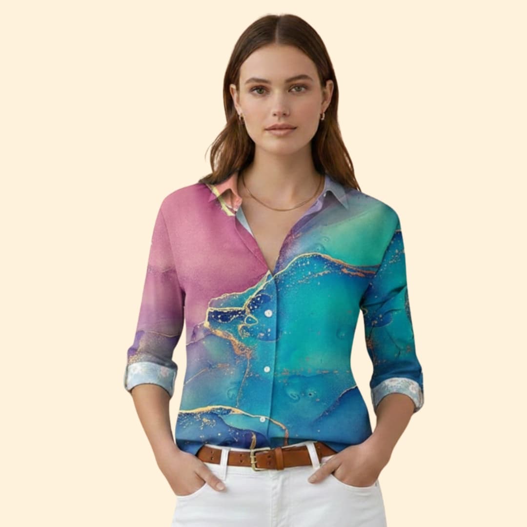 Women's Elegant Print Button Shirt