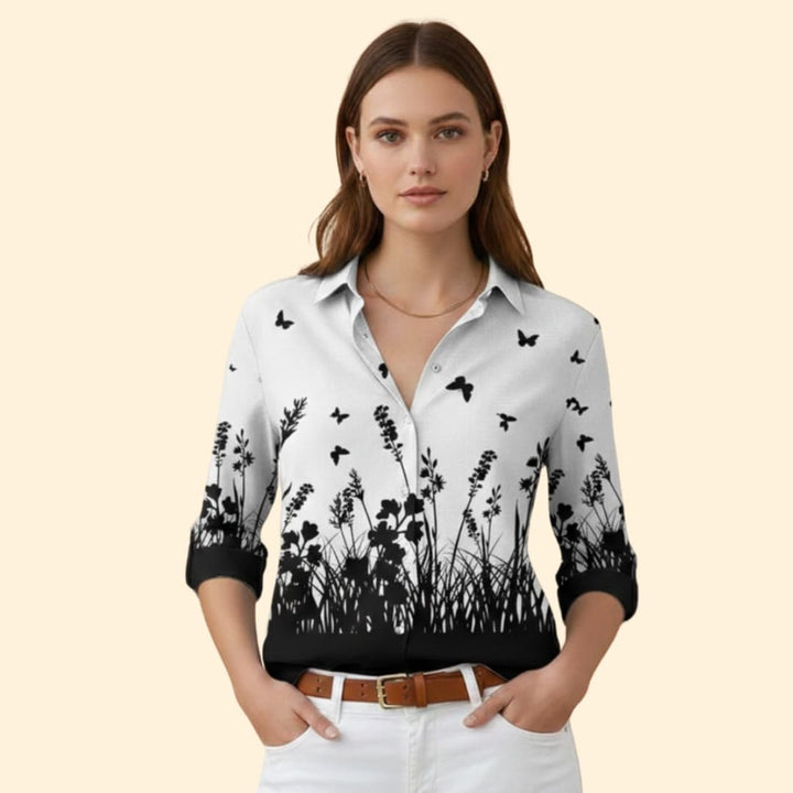 Women's Elegant Print Button Shirt
