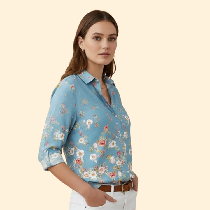 Women's Elegant Print Button Shirt