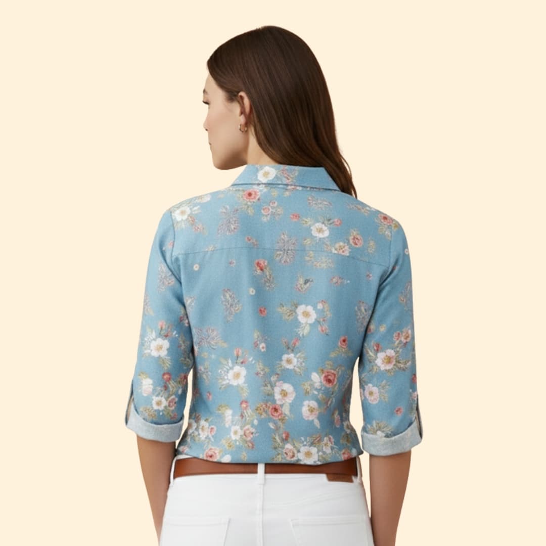 Women's Elegant Print Button Shirt