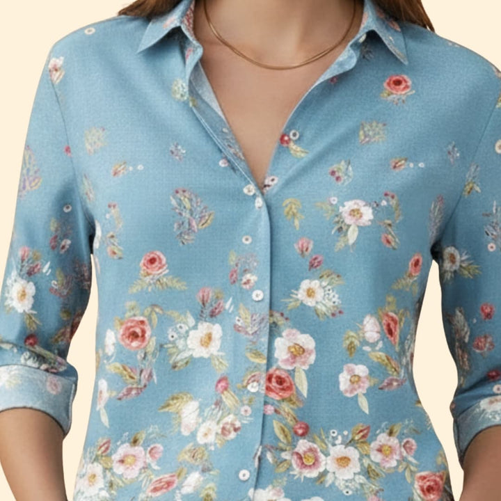 Women's Elegant Print Button Shirt