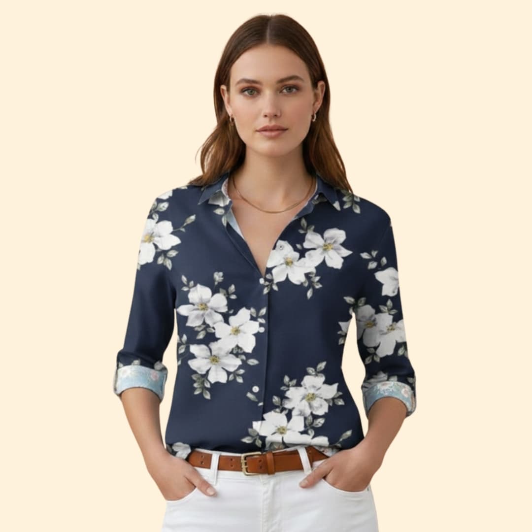 Women's Elegant Print Button Shirt