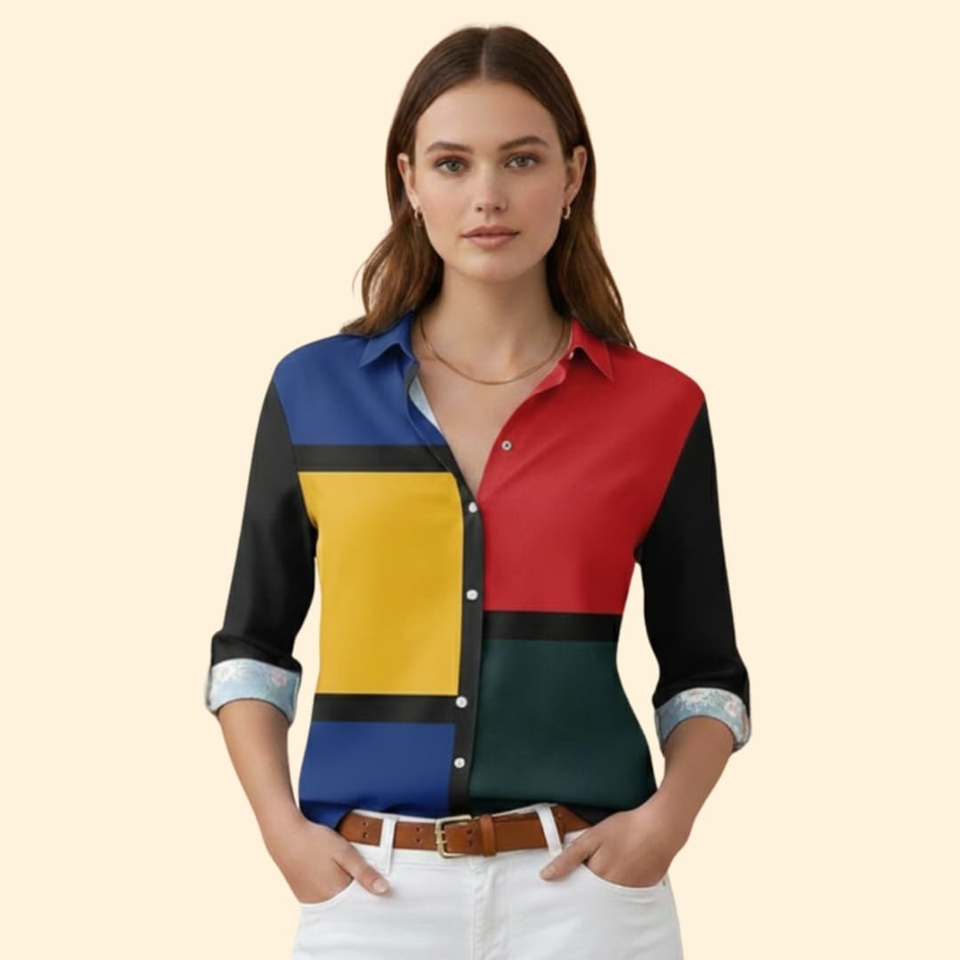 Women's Elegant Print Button Shirt
