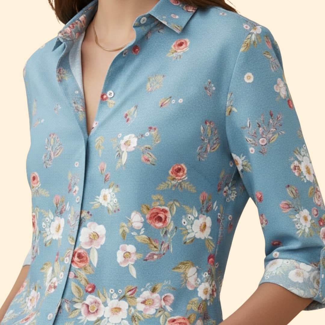 Women's Elegant Print Button Shirt