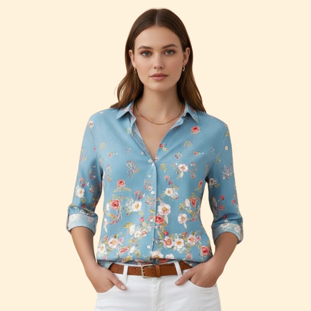 Women's Elegant Print Button Shirt