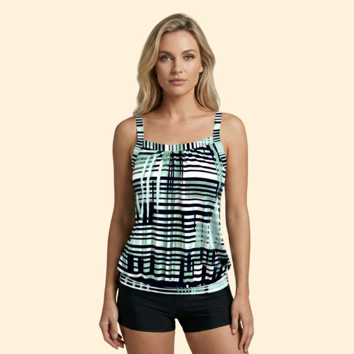 Women's Elegant Striped Tankini Set