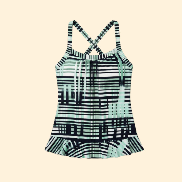 Women's Elegant Striped Tankini Set