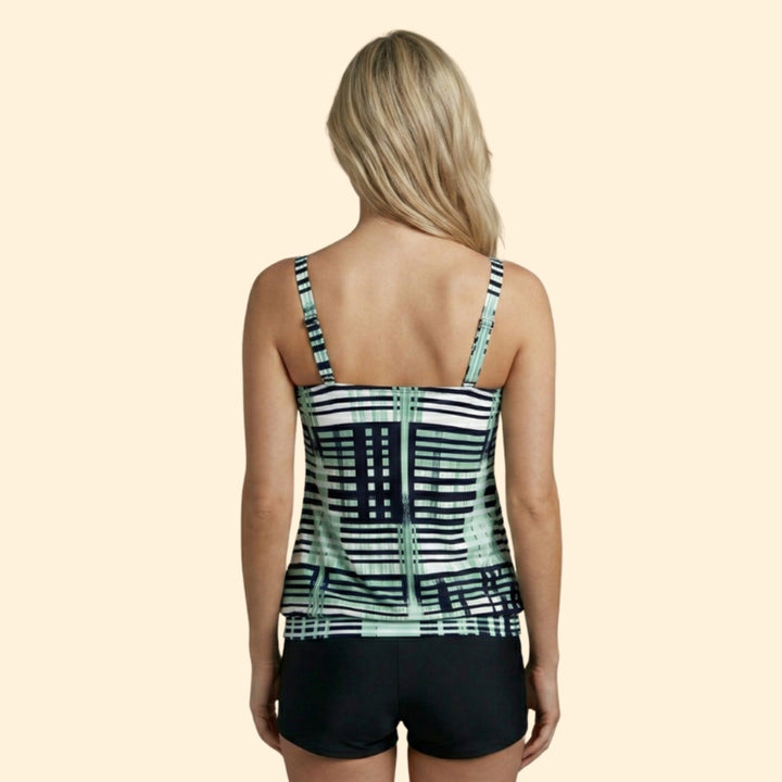 Women's Elegant Striped Tankini Set