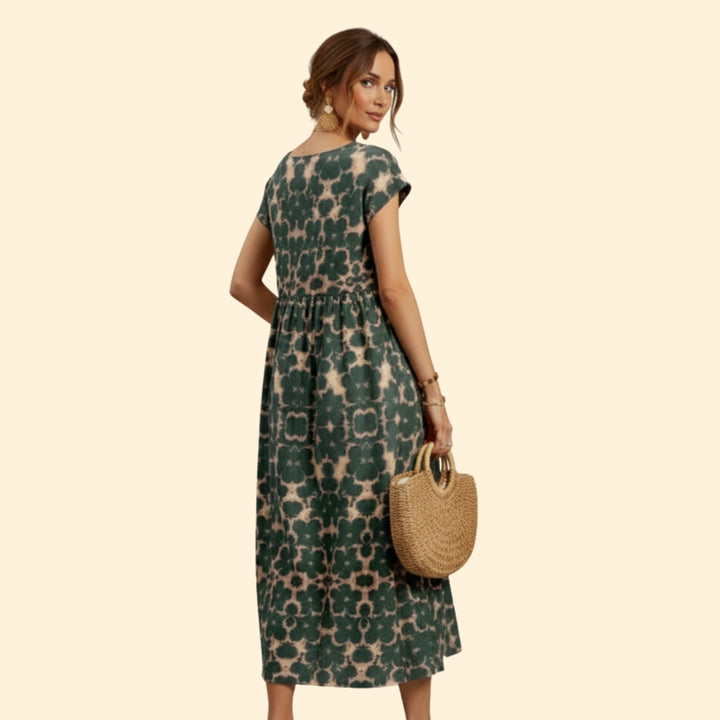 Women's Elegant Tie-Dye Midi Dress