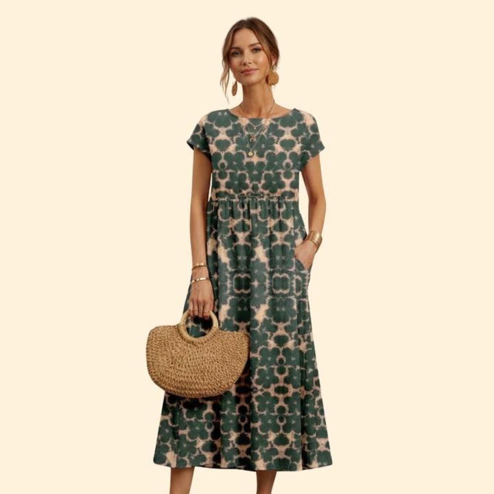Women's Elegant Tie-Dye Midi Dress