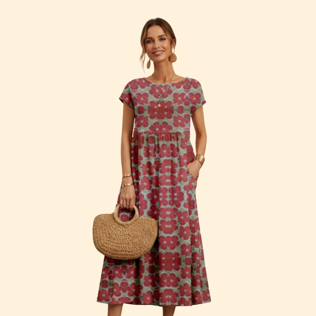 Women's Elegant Tie-Dye Midi Dress