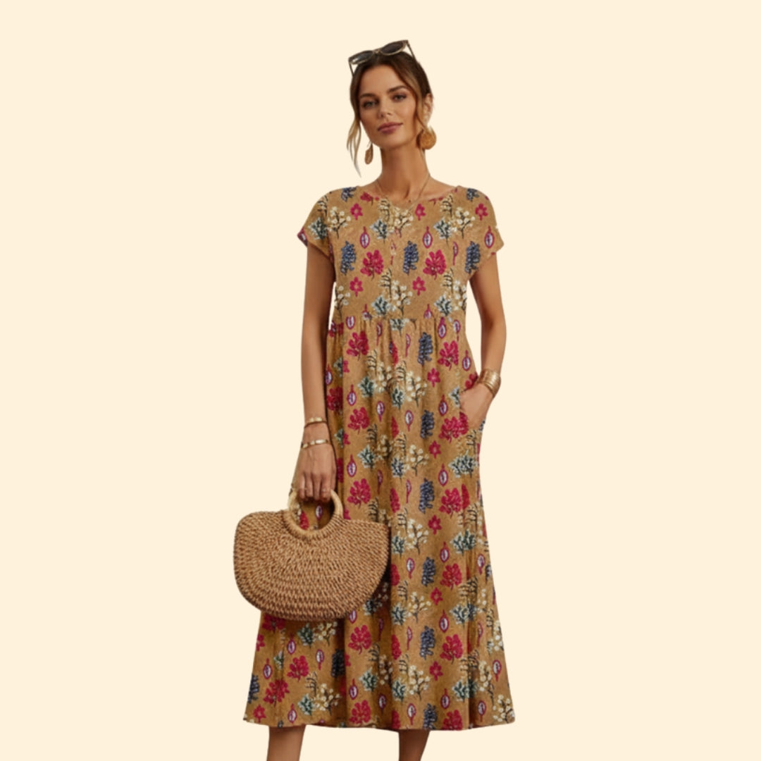 Women's Elegant Tie-Dye Midi Dress
