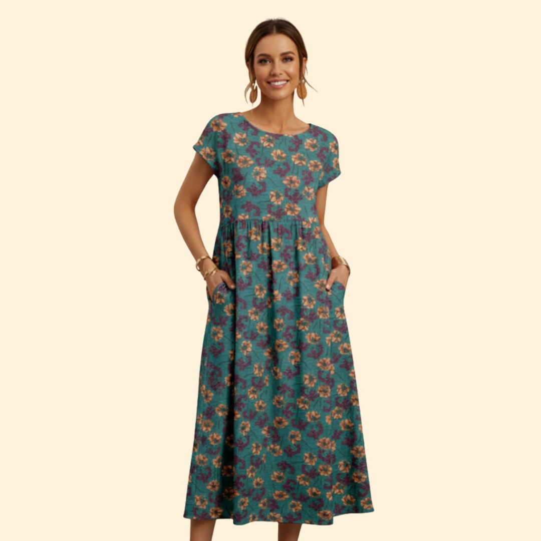 Women's Elegant Tie-Dye Midi Dress