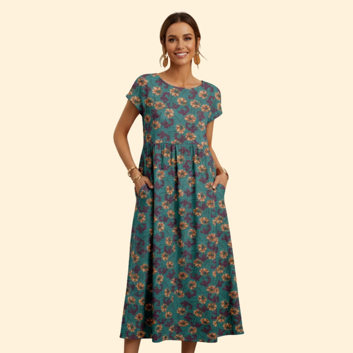 Women's Elegant Tie-Dye Midi Dress