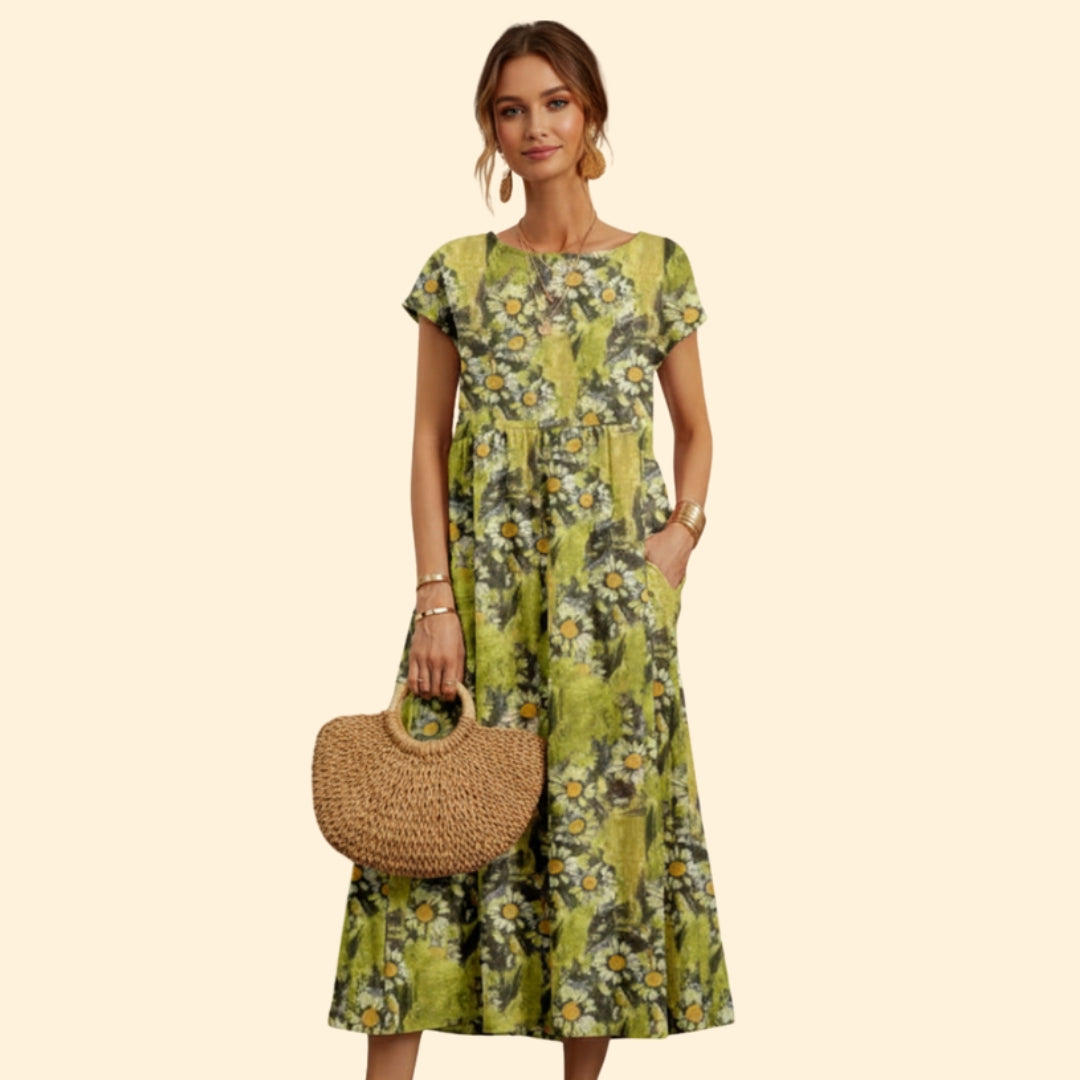 Women's Elegant Tie-Dye Midi Dress