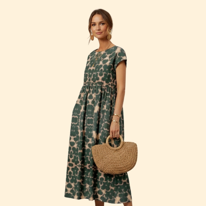 Women's Elegant Tie-Dye Midi Dress