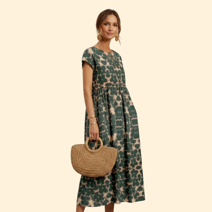 Women's Elegant Tie-Dye Midi Dress
