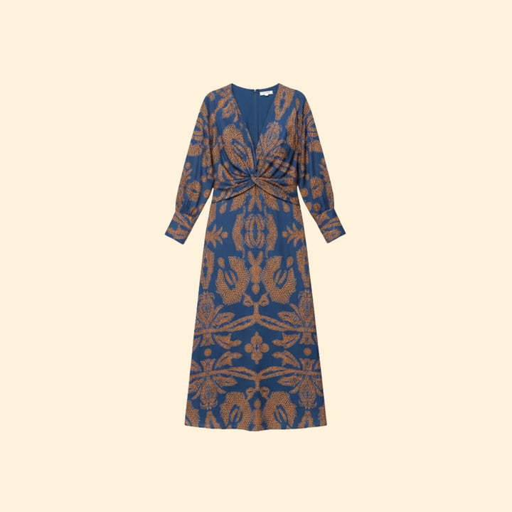 Women's Elegant V-Neck Midi Dress