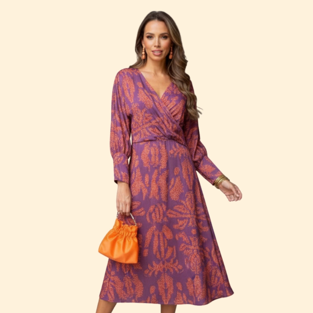 Women's Elegant V-Neck Midi Dress