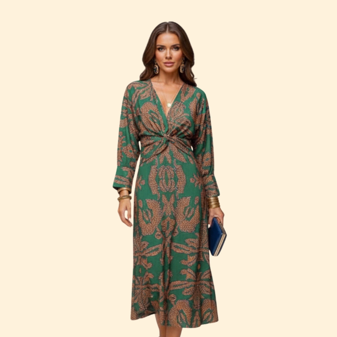 Women's Elegant V-Neck Midi Dress