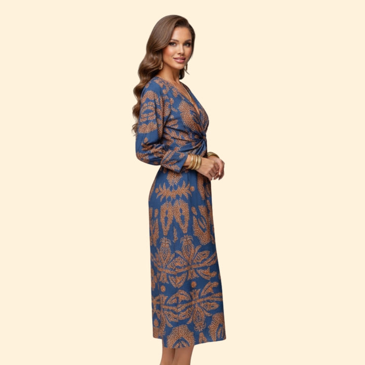 Women's Elegant V-Neck Midi Dress