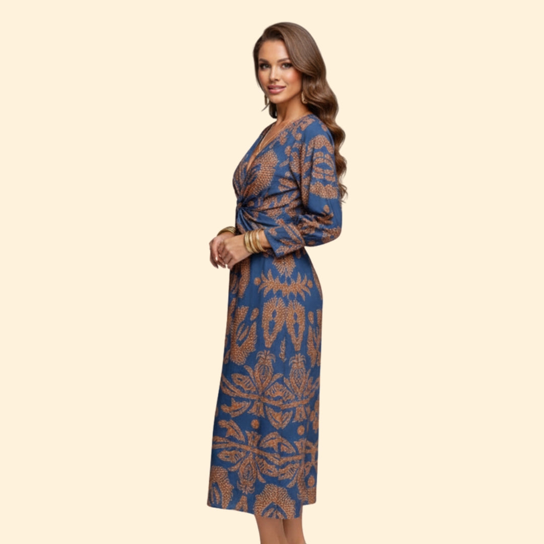 Women's Elegant V-Neck Midi Dress
