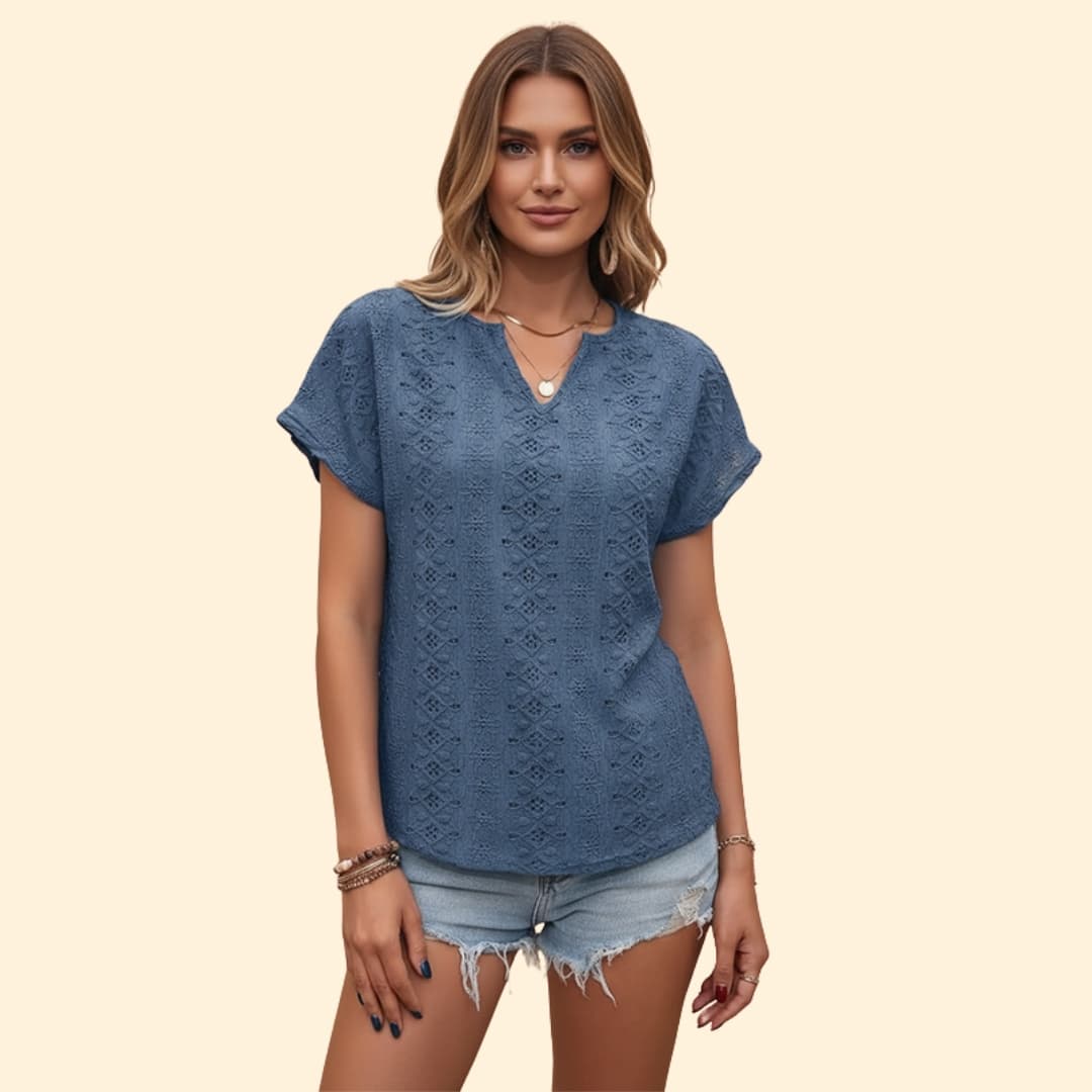 Women's Embroidered V-Neck T-Shirt