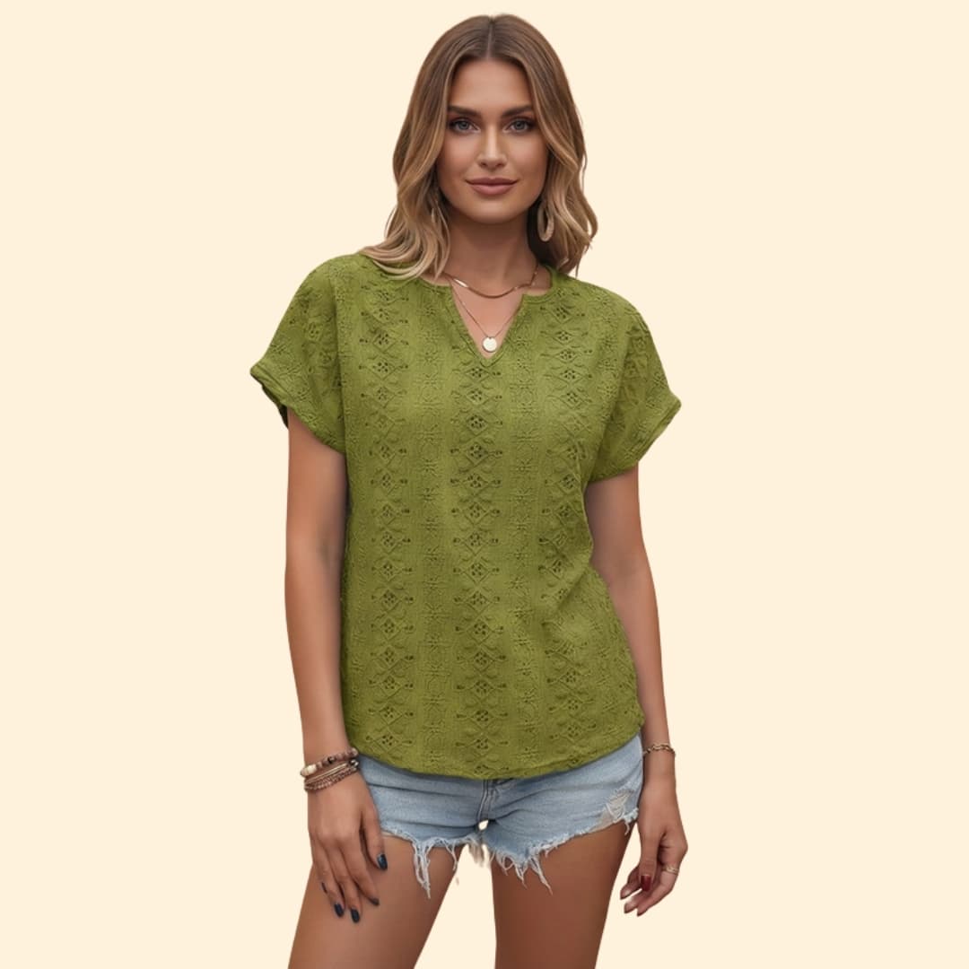 Women's Embroidered V-Neck T-Shirt