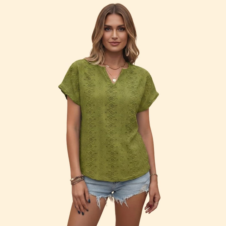 Women's Embroidered V-Neck T-Shirt