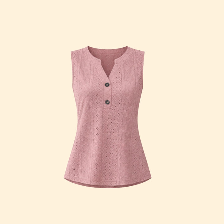 Women’s Eyelet Button-Detail Sleeveless Top