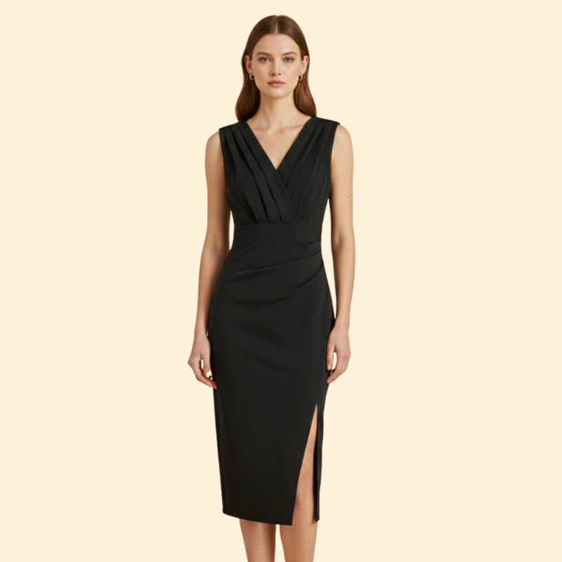Women's Fitted Cocktail Dress with Side Slit