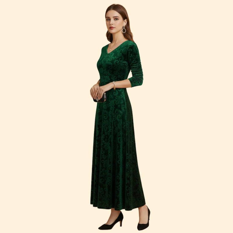 Women's V Neck Midi Wedding Guest Occasion Dress