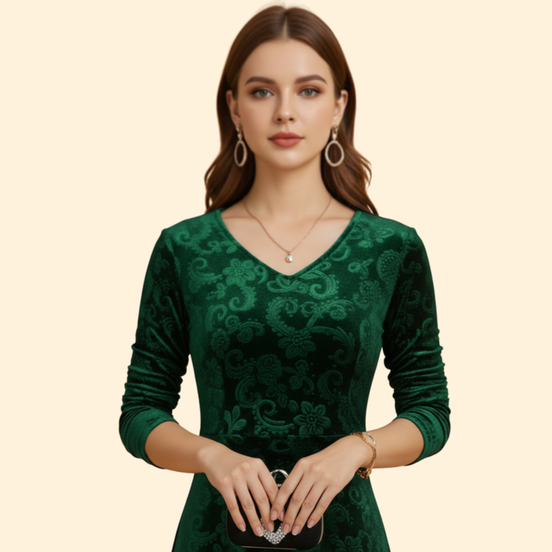 Women's V Neck Midi Wedding Guest Occasion Dress