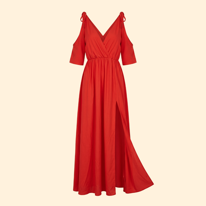 Women's Flattering V-Neck Evening Dress