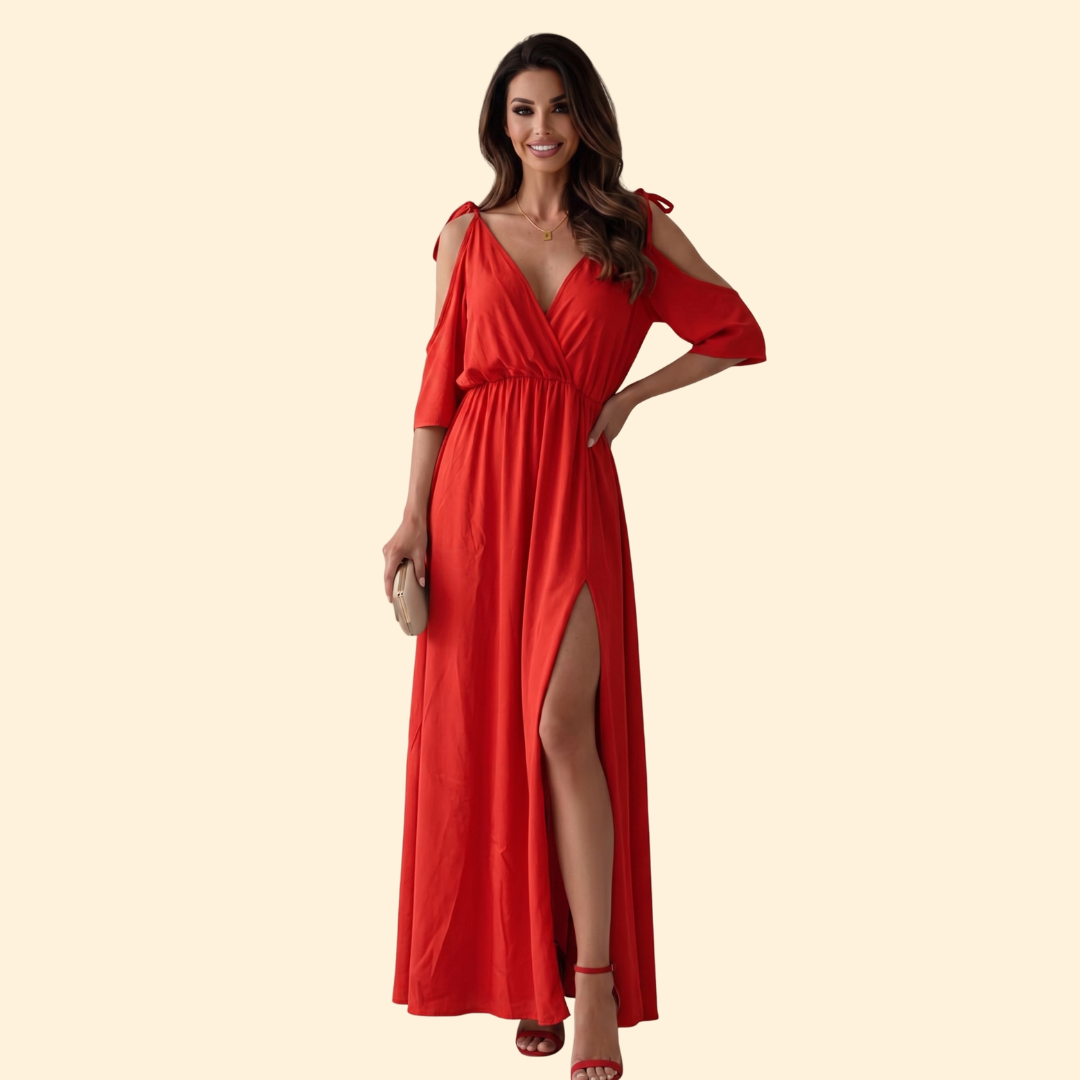 Women's Flattering V-Neck Evening Dress