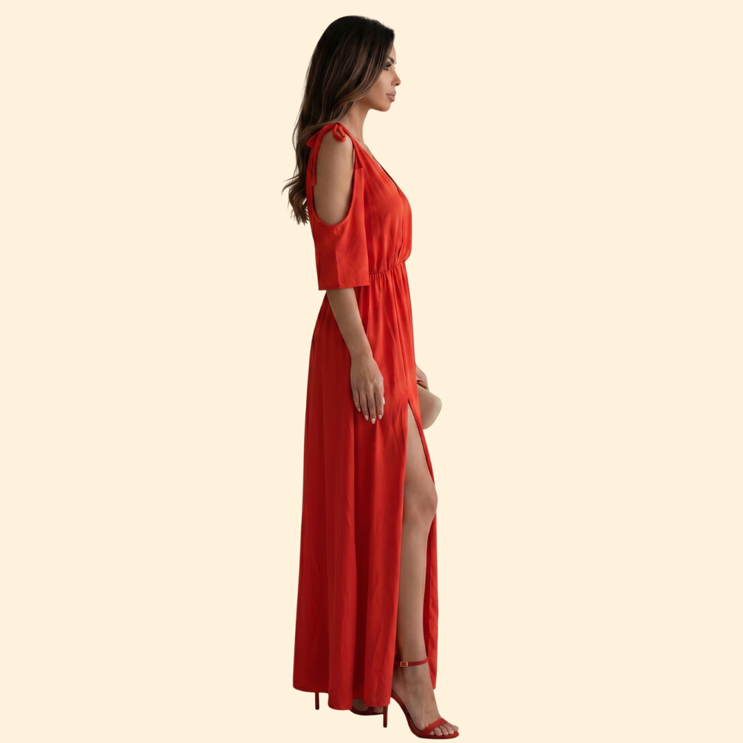Women's Flattering V-Neck Evening Dress