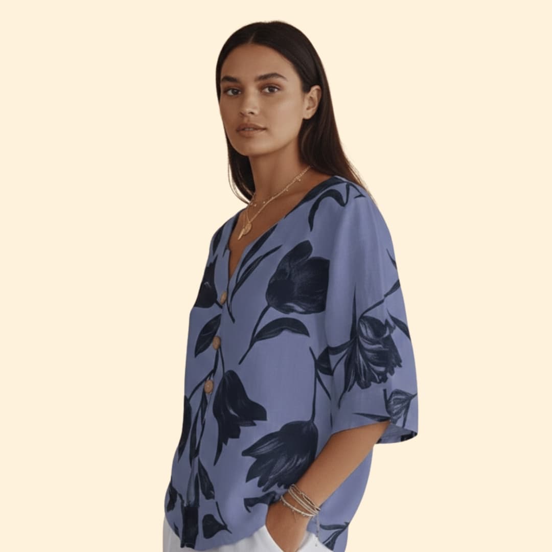 Women's Floral Button-Up Blouse