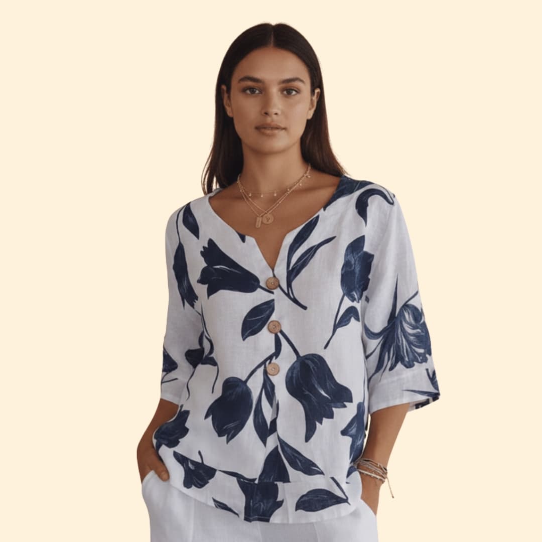 Women's Floral Button-Up Blouse