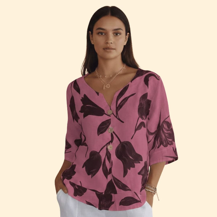 Women's Floral Button-Up Blouse
