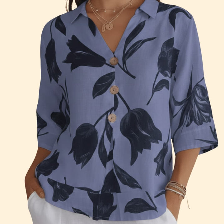 Women's Floral Button-Up Blouse