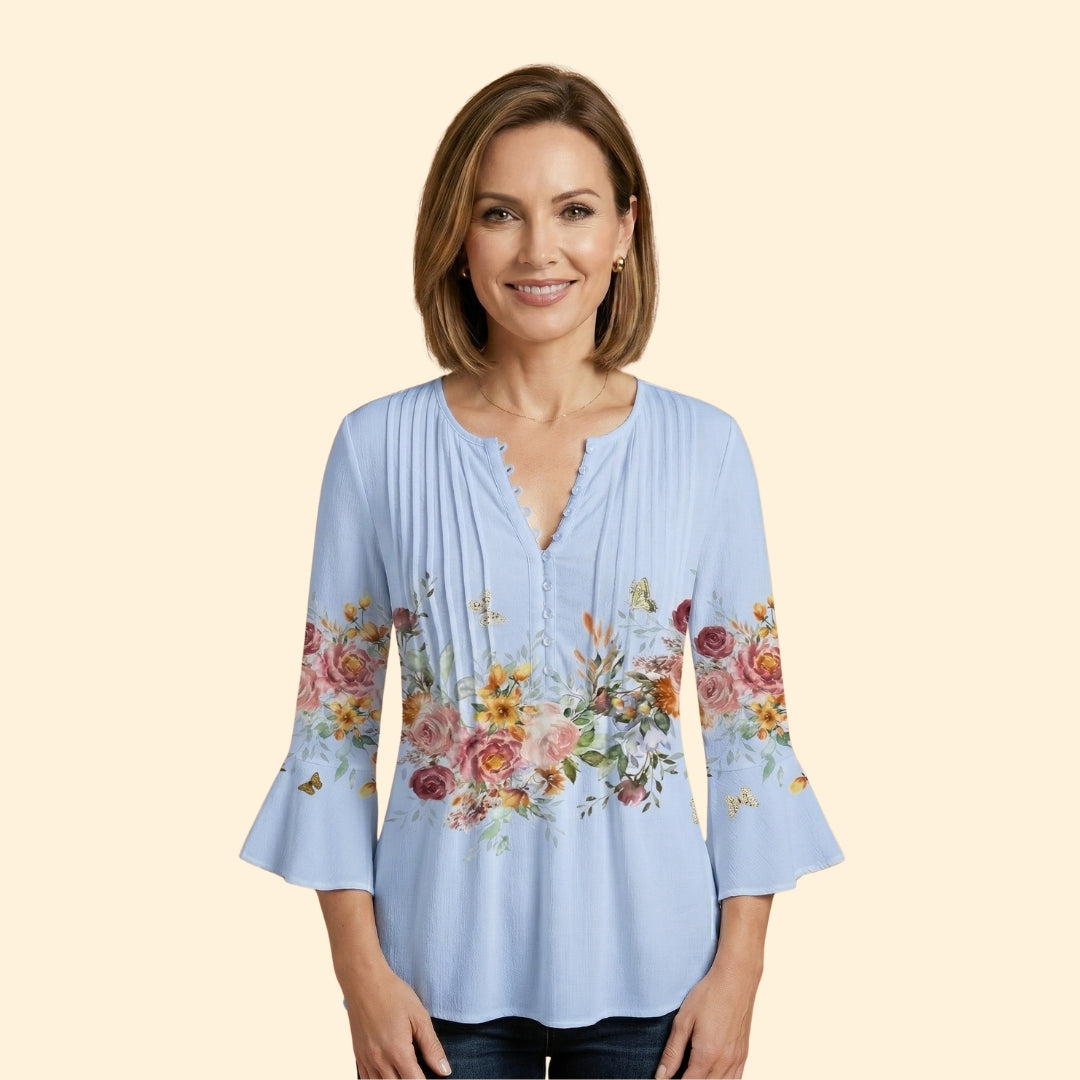 Women's Floral Button Blouse