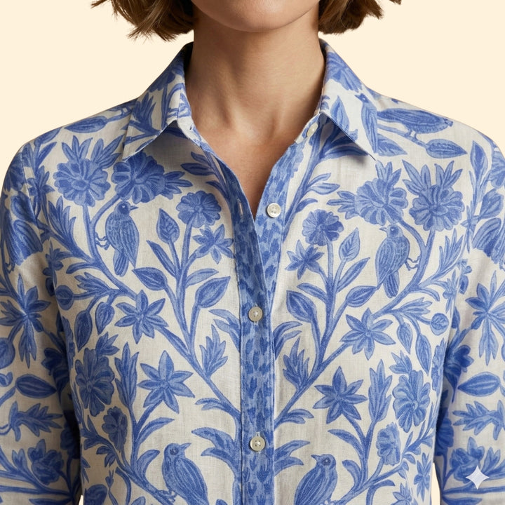 Women's Floral Button Blouse