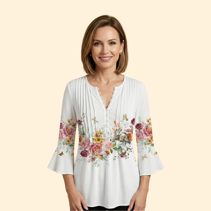 Women's Floral Button Blouse