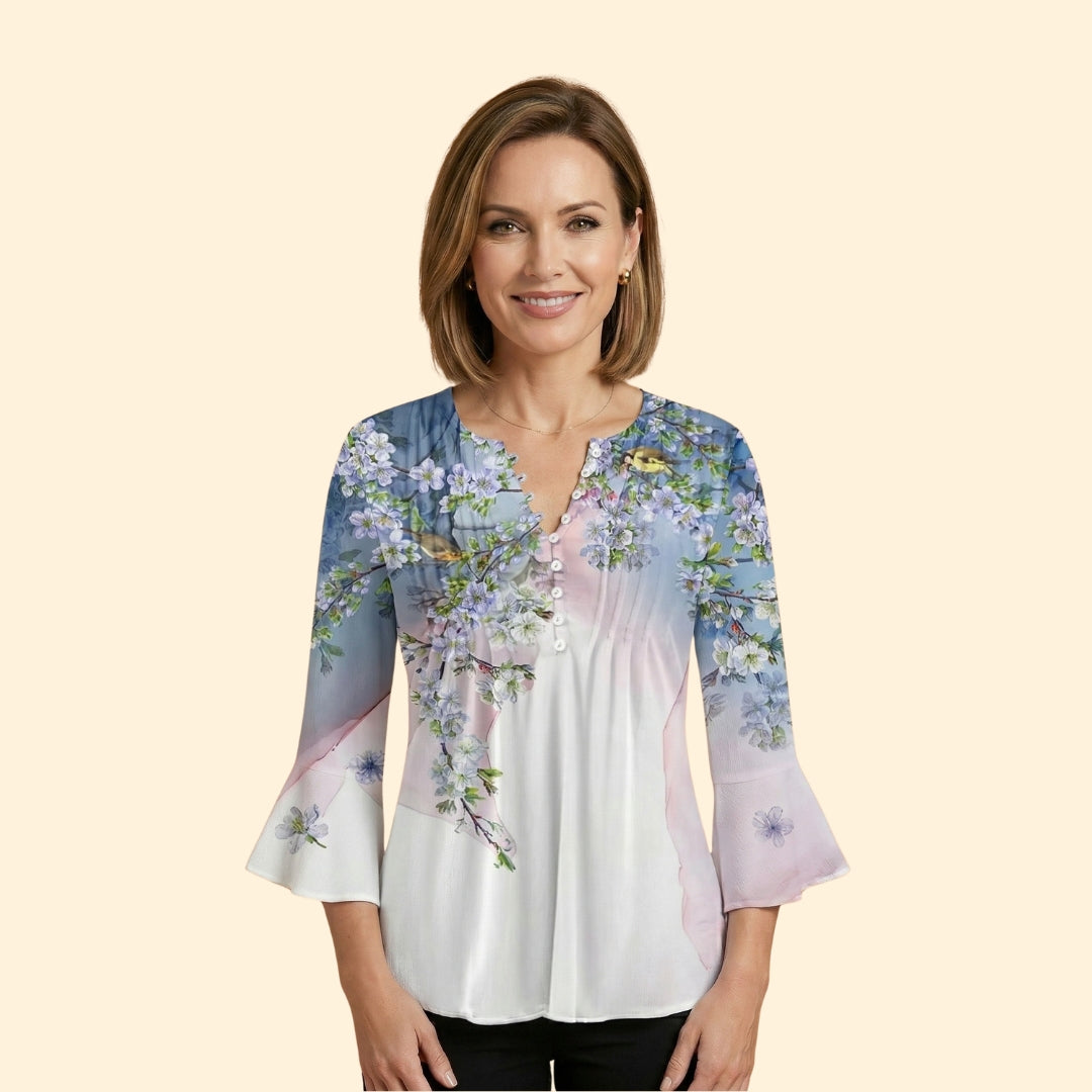 Women's Floral Button Blouse