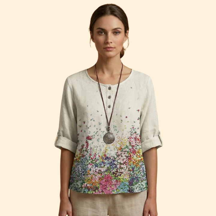 Women's Floral Button Top