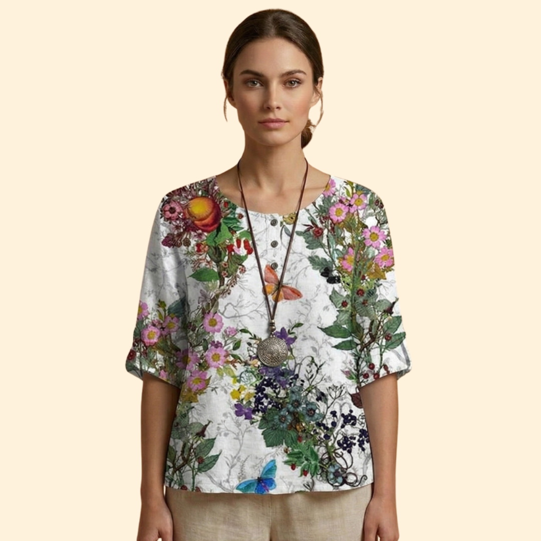 Women's Floral Button Top