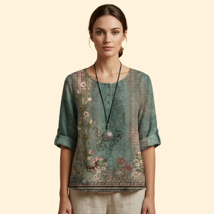 Women's Floral Button Top