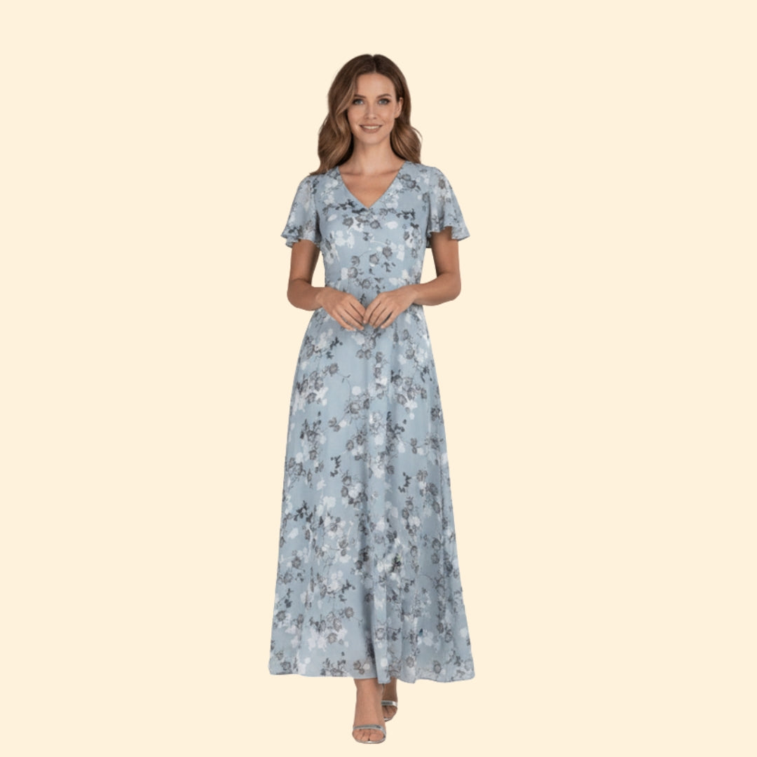 Women's Floral Chiffon Maxi Dress