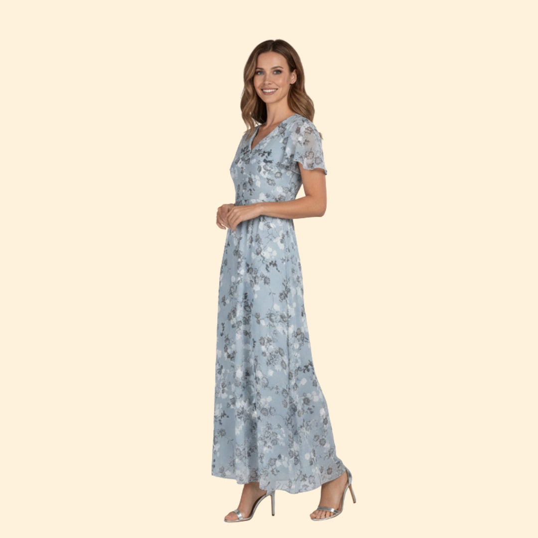 Women's Floral Chiffon Maxi Dress