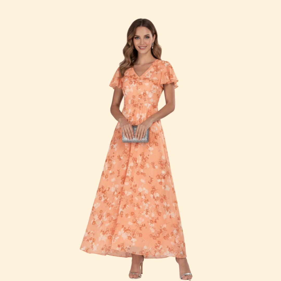 Women's Floral Chiffon Maxi Dress